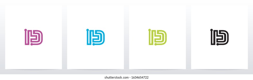 Parallel Lines With Nodes Formed Letter Logo Design D