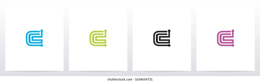 Parallel Lines With Nodes Formed Letter Logo Design C
