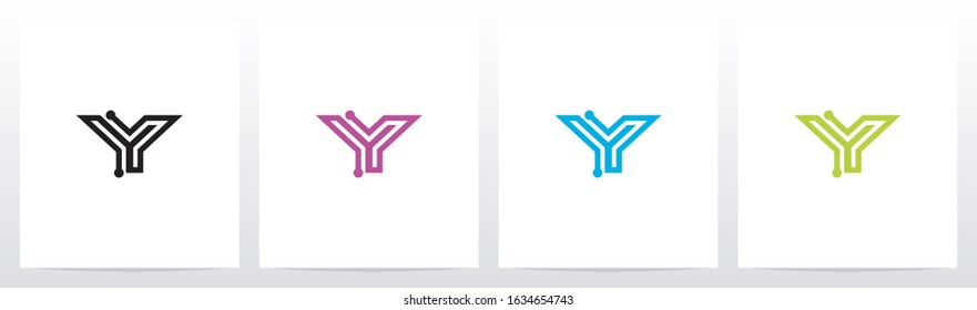 Parallel Lines With Nodes Formed Letter Logo Design Y
