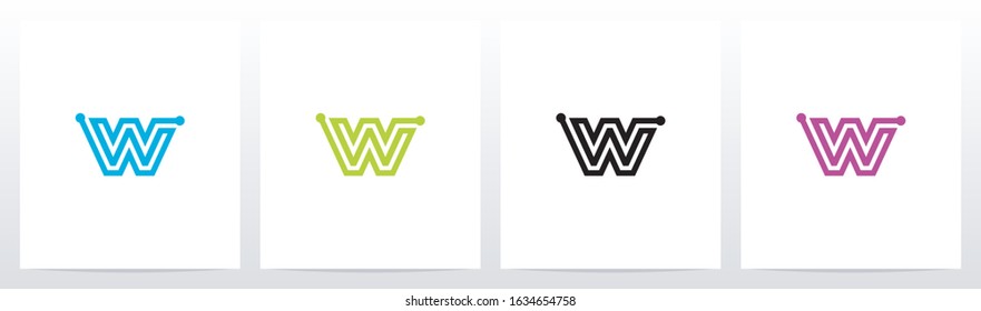 Parallel Lines With Nodes Formed Letter Logo Design W