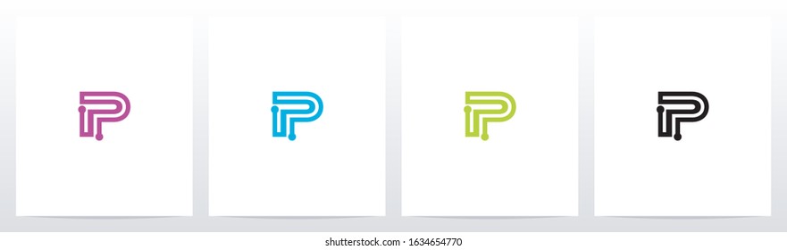 Parallel Lines With Nodes Formed Letter Logo Design P