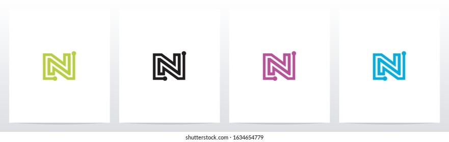 Parallel Lines With Nodes Formed Letter Logo Design N
