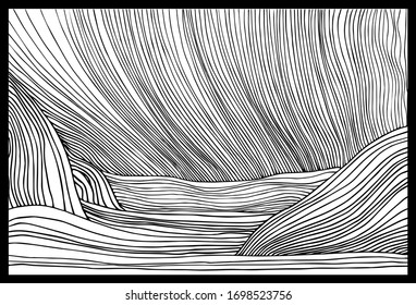 Parallel organic line coloring page coodle . Vector illustration