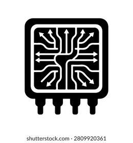 Parallel Processing Chip Silhouette Vector Icon