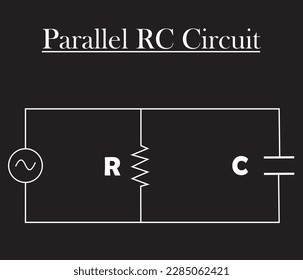 Parallel RC circuit isolated on white background. vector illustration.