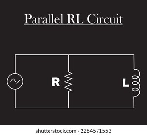 Parallel RL circuit isolated on black backgroud. vector illustration.