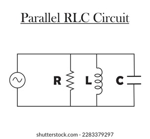 Parallel RLC circuit scheme isolated on white background. vector illustration.