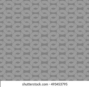 Parallel rounded weave lines seamless pattern. Gray neutral color.