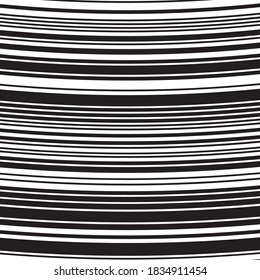 Parallel running black and white stripes, slightly bending, creating geometrical, curving modern texture