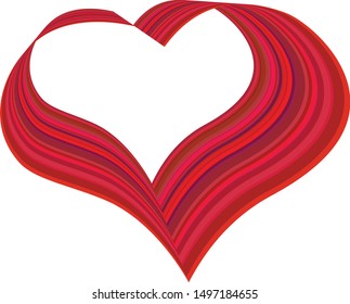 Parallel running reddish stripes creating 3D feel heart shape