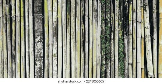 Parallel running thick bamboo trunks stuck side by side, comprising strong, varied wall