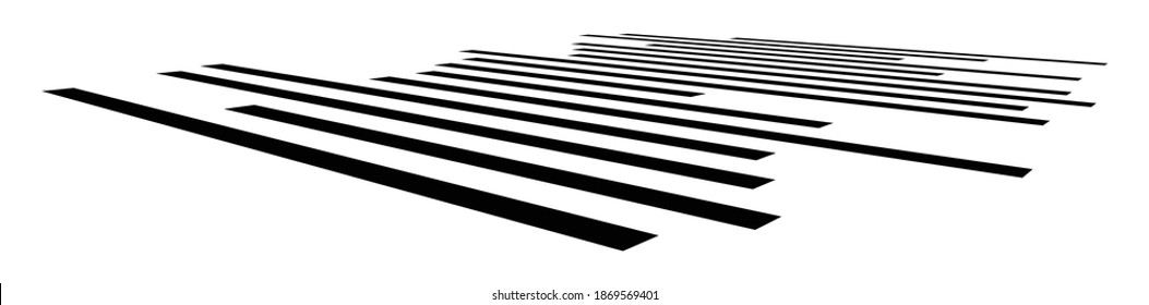 Parallel straight lines, stripes in perspective 3d