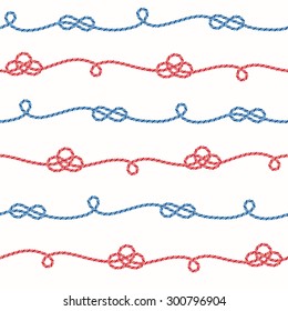 Parallel stripes from ropes. Sea pattern. Sailor seamless background.