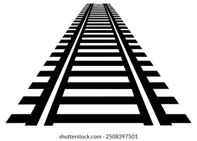 Parallel Train Tracks Vetor Illustration on White Background Clipart And Line Art Design, Vetor de trilhas de trem paralelas em fundo branco, ideal para clipart, arte de linha e uso de design