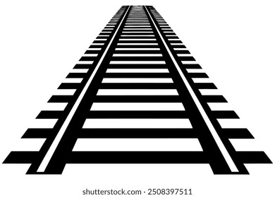 Parallel Train Tracks Vector Illustration on White Background Clipart And Line Art Design, Vector of parallel train tracks on white background, ideal for clipart, line art, and design use