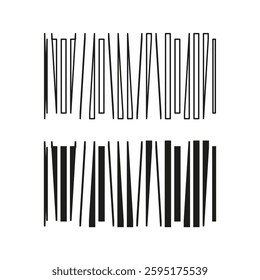 Parallel vertical lines. Abstract vector design. Modern black rectangles. Symmetrical graphic pattern.