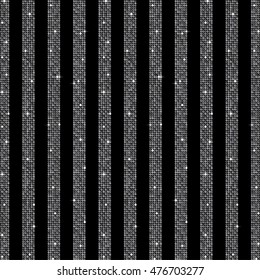 Parallel vertical lines silver sequins, mosaic, glitter, sparkle, spangle, dots. Disco party background with shiny paillettes. Bright glitters texture. Sequins in line art style. Light music.