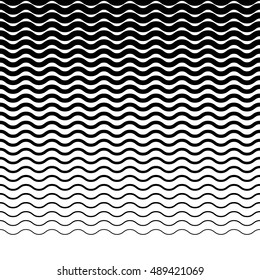 Parallel wavy-zigzag horizontal lines - Horizontally repeatable geometric pattern