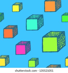 Parallelepiped vector seamless background in color