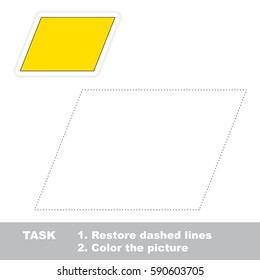 Parallelogram. Dot to dot educational game for kids, the primary geometry for preschool children.