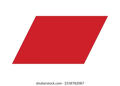 Parallelogram four-sided shape red icon. A quadrilateral symbol formed by parallel lines. Isolated on a white background.