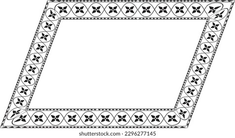 Parallelogram Frame Flower Parallelogram frame vector border floral wedding royal filigree ornate art decoration black illustration design classic romantic background for anniversary valentine