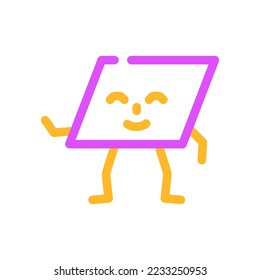 parallelogram geometric shape character color icon vector. parallelogram geometric shape character sign. isolated symbol illustration