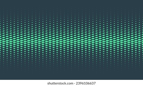 Parallelogram Halftone Dynamic Seamless Straight Line Border Eye Catch Abstract Background. Modern Half Tone Striking Pattern Conceptual Turquoise Texture. Futuristic Abstraction Teal Green Wallpaper