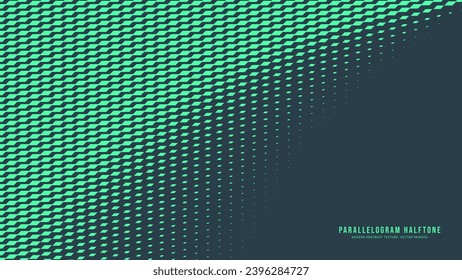 Parallelogram Halftone Vector Dynamic Radial Border Eye Catching Abstract Background. Modern Half Tone Striking Pattern Conceptual Turquoise Texture. Speed Effect Abstraction Teal Green Wallpaper