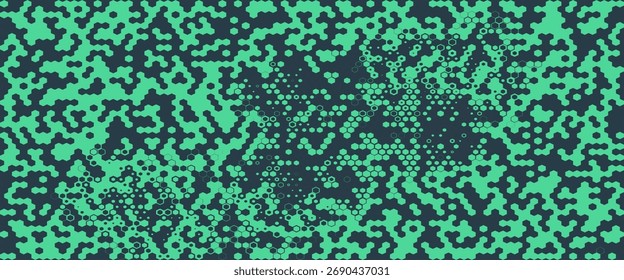 Parallelogram Halftone Vector Dynamic Smooth Curved Border Eye Catching Abstract Background. Modern Half Tone Striking Pattern Conceptual Turquoise Texture. Bent Form Abstraction Teal Green Wallpaper