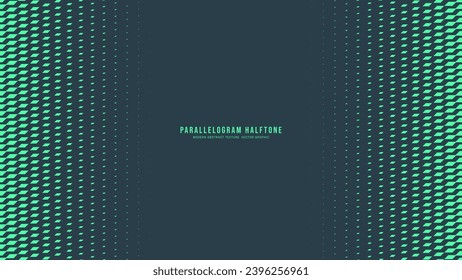 Parallelogram Halftone Vector Dynamic Vertical Border Eye Catching Abstract Background. Modernism Half Tone Graphic Rush Pattern Conceptual Turquoise Overlay Texture. Mint Abstraction Green Wallpaper