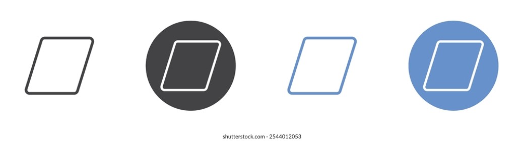 Parallelogram icon Flat set in black and white color