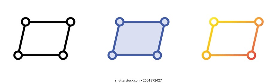 parallelogram icon. Linear, Blue Fill and Gradient Style Design Isolated On White Background