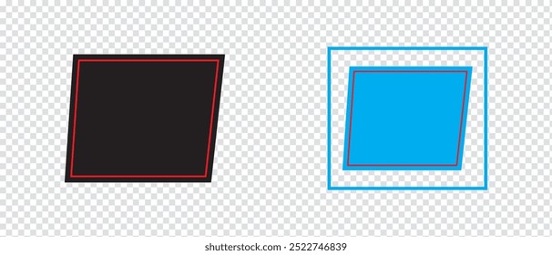 parallelogram icon and parallelepiped icon vector. vector illustration.
