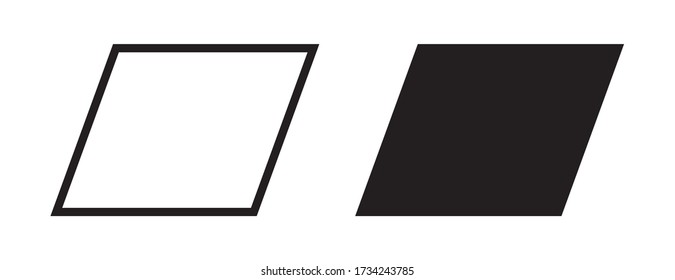 Parallelogram Icon, Vector Geometric Square Rectangle Polygon Line Shape Silhouette