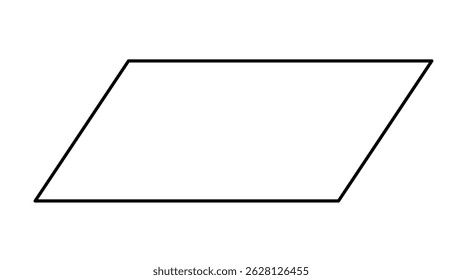 Parallelogram in mathematics. parallelogram line vector icon. Geometric Shapes for preschool or primary school children. Can be used for web, logo, mobile app, UI,UX. parallelogram on white background