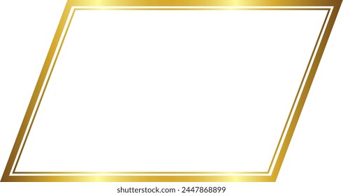Forma de paralelogramo Marco de imagen de oro Marco de oro de lujo Borde de oro Marco de Vector de oro Decoración de Anuncio Elemento decorativo Plantilla de fondo aislado Marco de imagen Marcos de boda 