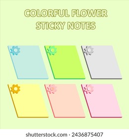 Parallelogram-Shaped Flower Button Sticky Notes in Pastel Color Combinations 