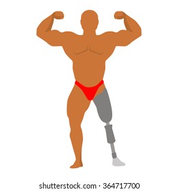 Paralympic athlete performs at the Olympic Games. Silhouette male bodybuilder. Flat vector illustration