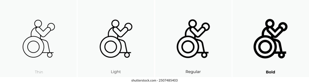 paralympics icon. Thin, Light Regular And Bold style design isolated on white background