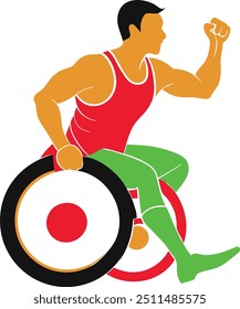 Paralympics icon vector showing a dynamic athlete in motion capturing the spirit of inclusive sports and determination