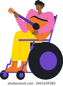 Paralysed Boy Playing Guitar Illustration