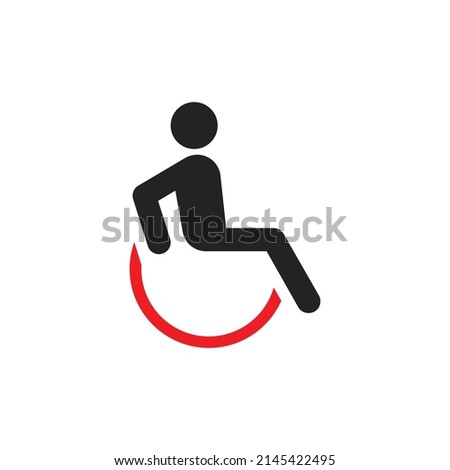 paralyzed legs unable to walk, disabled, wheelchair icon. User Interface Design or user interface engineering.