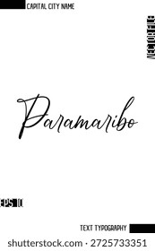 Paramaribo   --Nombre de la ciudad capital Caligrafía cursiva Diseño de texto decorativo Elemento de Vector