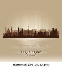 Ilustración de silueta vectorial de la ciudad de Paramaribo en Surinam