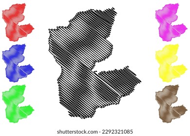 Parambu municipality (Ceará state, Municipalities of Brazil, Federative Republic of Brazil) map vector illustration, scribble sketch Parambu map