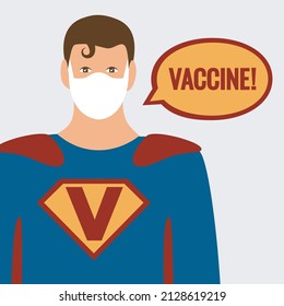 paramedic or doctor with coronavirus and covid variant sign flat design. symbol vaccine vector. medical staff for healthcare support cartoon icon. super hero man a uniform and face mask save the world