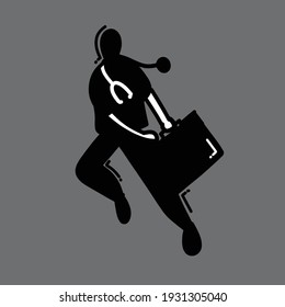 Icono vectorial de doodle paramédico. Línea dibujada a mano en la ilustración del esbozo de dibujo.