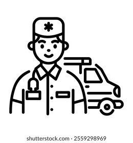 Paramedic icon in linear style 