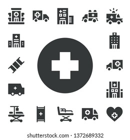 paramedic icon set. 17 filled paramedic icons.  